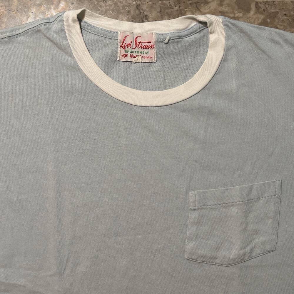 Levi’s Vintage Clothing Shirt Mens Medium Blue Ringer LVC 50’s Sportswear Baby T